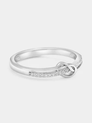 Sterling Silver Cubic Zirconia Pavé Love Knot Ring