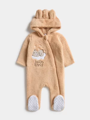 Jet Baby Unisex Stone Sleeping Bear Fleece Sleepsuit