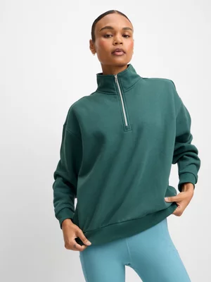 TS Womens Oversized 1/2 Zip Pine Sweatshirt
