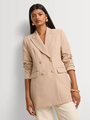 Slim Waist Covered Buttons Blazer