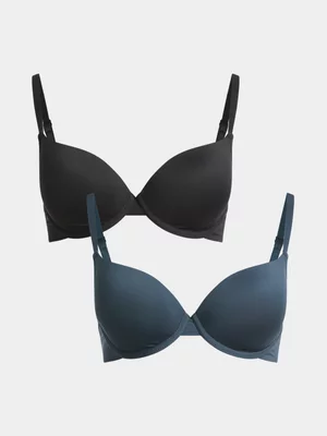 Jet Women’s 2 Pack Petrol Black T-shirt Bra