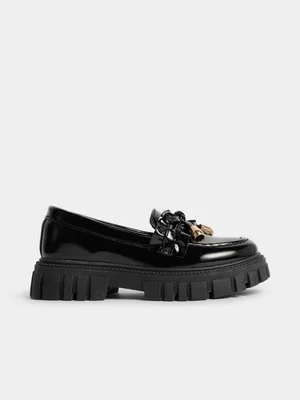 Exact Older Girl's Black Chunky Loafers