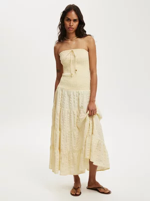 Women's Cotton On Yellow Shirred Tube Midi Dress