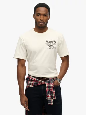 Men's Superdry Cream B-Movie Graphic Loose T-shirt