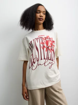 Redbat Women's Graphic Relax White T-Shirt