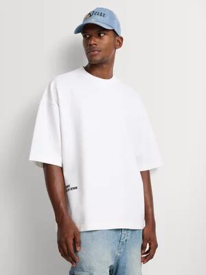 Relay Jeans Men's Boxy Fit Premium Cotton White T-Shirt