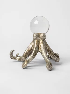 Glass Orb Octopus Statue