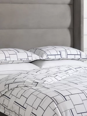 Guest House Nautilus Print Duvet Cover Set White & Navy