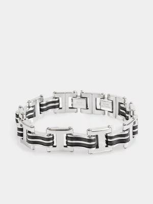 Markham Men's Rhodium Flat Metal Bracelet