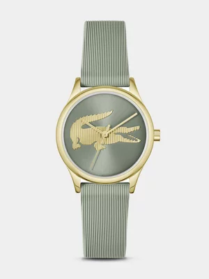 Lacoste Crocodelle Gold Plated Green Silicone Watch