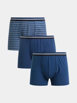 Jet Men’s 3 Pack Navy Stripe AOP Bodyshort