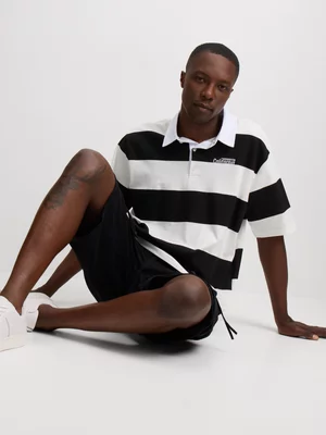 Jet Men's Ecru & Black Stripe Golfer