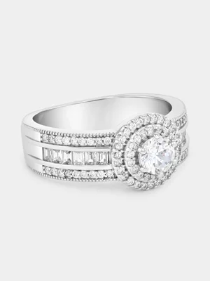 Cheté Sterling Silver Cubic Zirconia Round Double Halo Ring   
