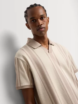 Markham Men's Regular Fit Vertical Stripped Natural Golfer