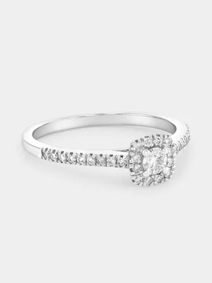 White Gold 0.31ct Diamond Cushion Halo Ring 
