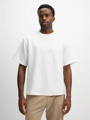 Exact Men's White Textured T-Shirt 
