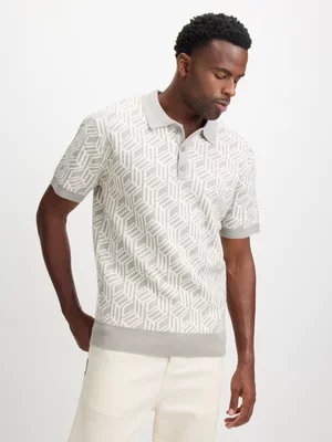 Jet Men's Grey Knitted Geo Golfer