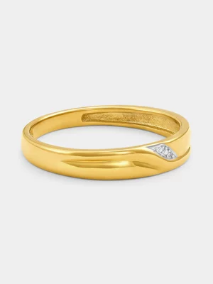 Yellow Gold Diamond Diagonal Strokes Ring 