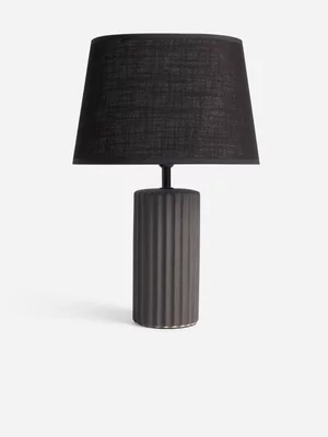 Jet Home Charcoal Ribbed Base With Tapered Shade Lamp