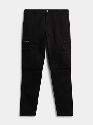 Jet Men's Black Straight Leg Cargo Pants