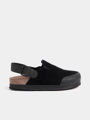 The FIX Men's Black Back Strap Mules 