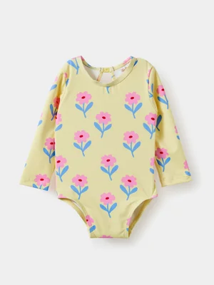 Cotton On Baby Yellow Long Sleeve Keyhole Back Swimsuit