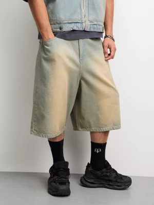 Teh FIX Men's 100% Cotton Vintage Wash Denim Shorts