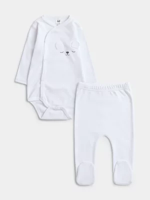Jet Baby White 3D Bear Ears Vest And Legging Set