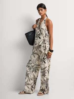 Viscose Blend Elasticated Waist Wide Leg Pants