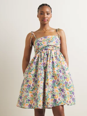 Women's Iconography Tie Strap Empire Mini Dress