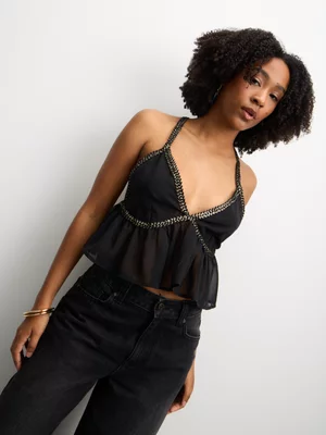 The FIX WOmen's Black Woven Cami