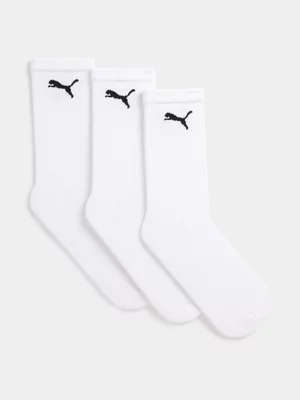Puma Unisex 3 Pack Cat Logo Tennis White Socks 