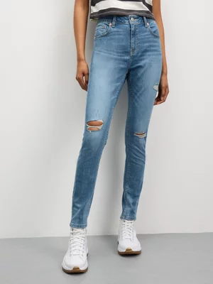 Redbat Women's Ripped Super Skinny Blue Jeans