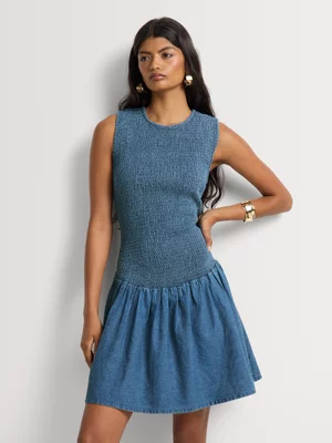 FF Denim Ruched Short Dress