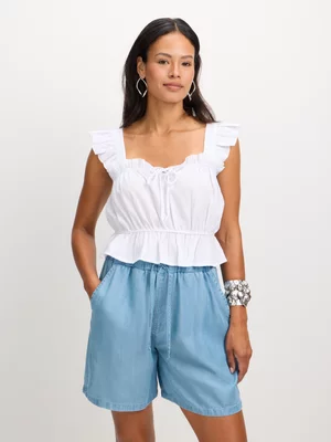 Jet Women’s White Flowing Ruffle Vest Set