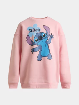 Jet Younger Girls Pink Stitch Crewneck
