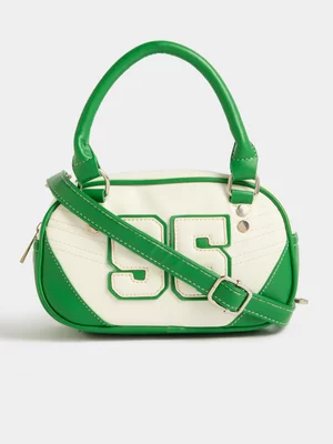 The FIX Women's Green & White Sports Top Handle Crossbody Bag