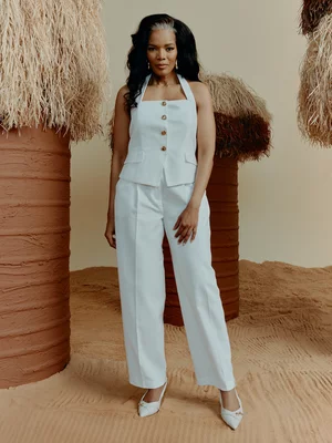 FF X Rich Mnisi Linen-Blend Square Neck Halter Waistcoat 