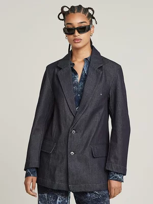 G-Star Women's Oversized Raw Denim Dark Blue Blazer