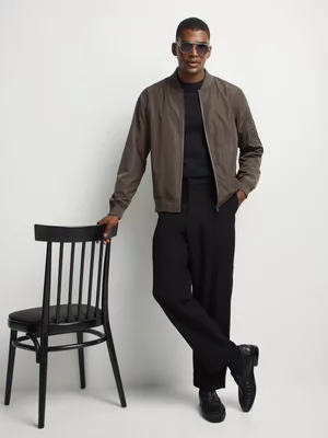 Markham Men's Smart Slim Fit Nylon Brown Bomber
