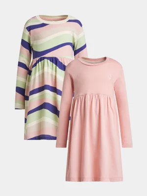 Exact Younger Girl's Pink & Swirl Print 2-Pack Dresses