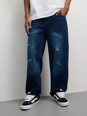 The FIX Men's Dark Wash Rip & Repair Straight Leg Jeans 