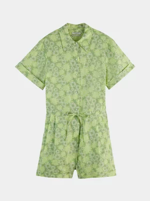 Women's Scotch&Soda Floral Lime Linen Utility Playsuit
