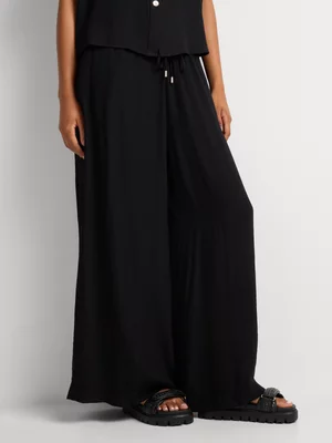 Crinkle Wide Leg Paper Bag Co-Ord Pants