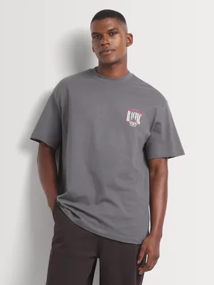 Markham Men's Relaxed Fit Grey Graphic T-Shirt