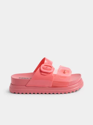 The FIX Women's Coral Jelly Platform Double Strap Sandal