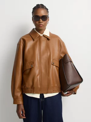 Pleather Harrington Bomber Jacket