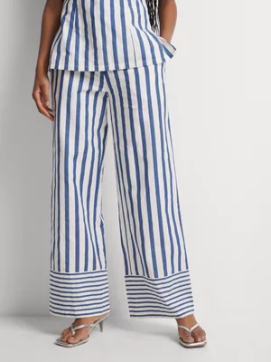 Stripe Broad Hem Wide Leg Pants