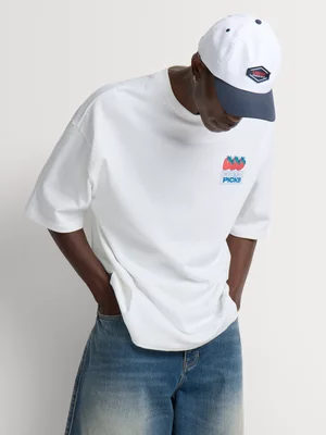 Markham Men's Extreme Boxy Heavy Weight White Graphic T-Shirt