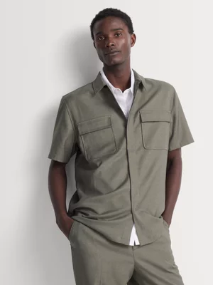 Markham Men's Relaxed Fit Dark Green Shirt 